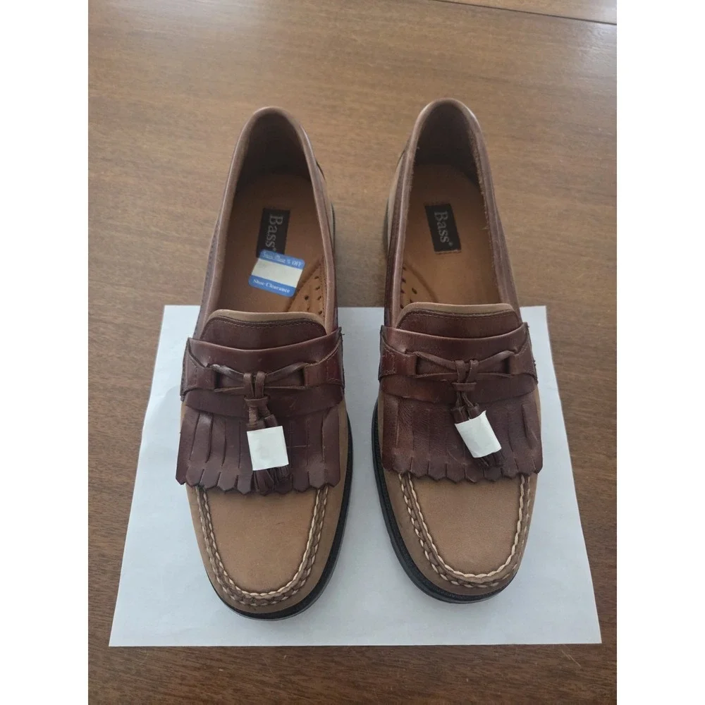 Bass Flex Phillips Kiltie Tassel Loafers Men's 10.5 New Smart Two Tone Brown‎